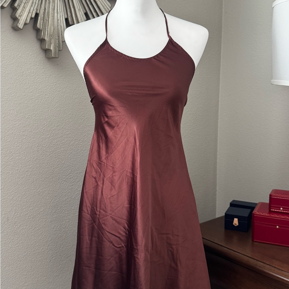 Free People Rich Brown Halter Dress